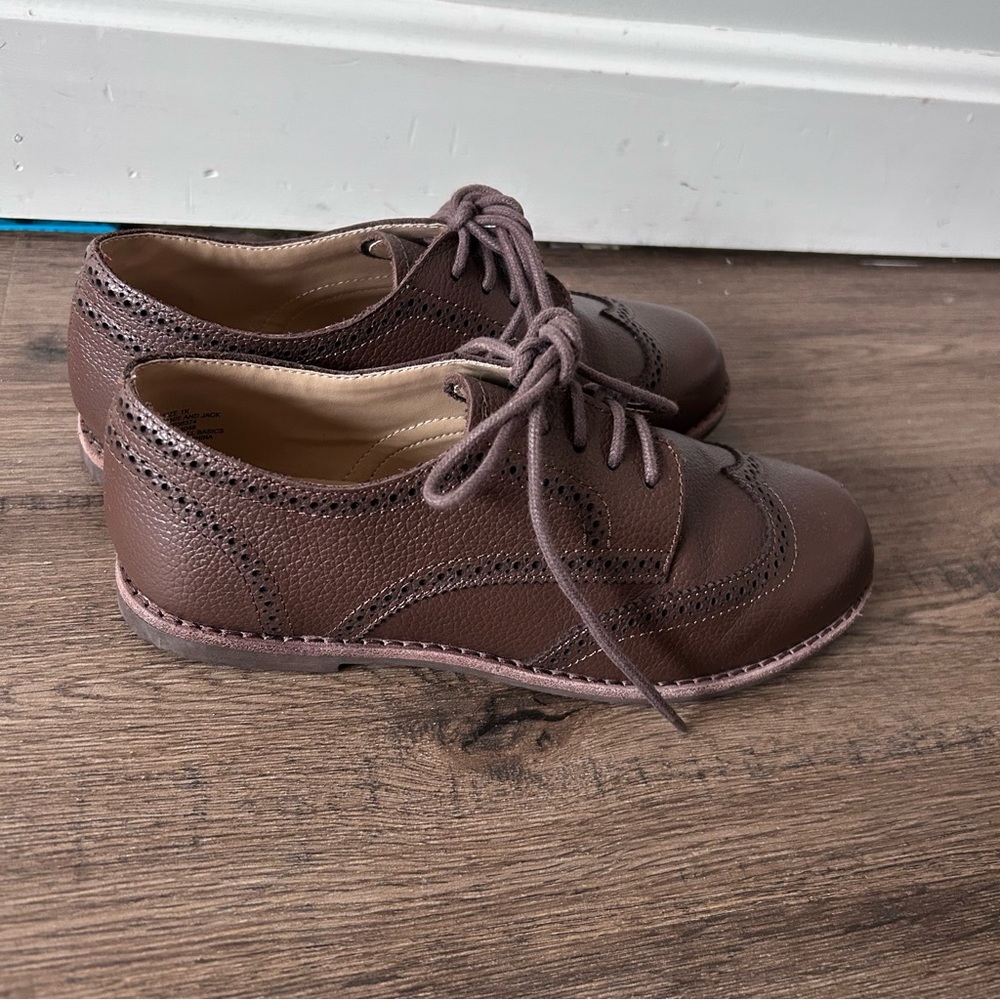 Janie and Jack|Classic Brown Faux Leather Oxford Shoes sz 1 - Picture 4 of 6